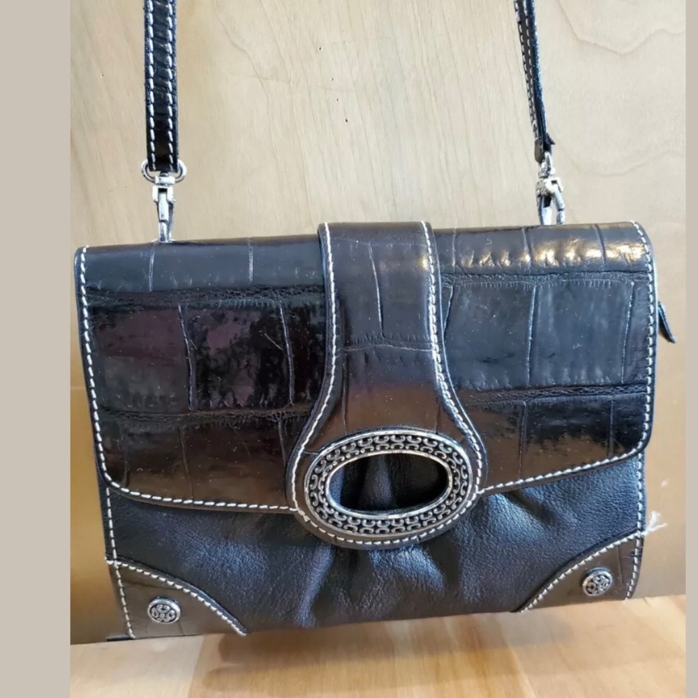 Brighton purse brown and black crossbody leather